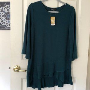 Turquoise 3/4 bell sleeve flowy tunic